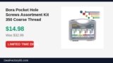 Bora Pocket Hole Screws Assortment Kit 350 Coarse Thread Just Dropped to $14.98 (55% Off)