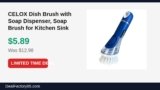CELOX Dish Brush with Soap Dispenser, Soap Brush for Kitchen Sink Just Dropped to $5.89 (55% Off)