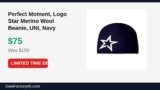 Perfect Moment, Logo Star Merino Wool Beanie, UNI, Navy Just Dropped to $75 (50% Off)