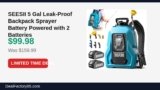 SEESII 5 Gal Leak-Proof Backpack Sprayer Battery Powered with 2 Batteries Just Dropped to $71.99 (55% Off)