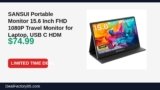 Amazon Deal: SANSUI Portable Monitor 15.6 Inch FHD 1080P Travel Monitor for Laptop, USB C — $74.99