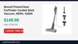 Bissell PowerClean FurFinder Corded Stick Vacuum, HEPA, 4282K Just Dropped to $149.99 (21% Off)