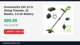 Greenworks 24V 12 in String Trimmer, 10 Blades, 3.0 Ah Battery Just Dropped to $89.99 (31% Off)