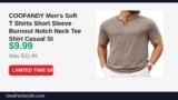 COOFANDY Men’s Soft T Shirts Short Sleeve Burnout Notch Neck Tee Shirt Casual Just Dropped to $9.99 (57% Off)