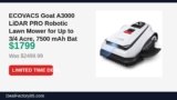 ECOVACS Goat A3000 LiDAR PRO Robotic Lawn Mower for Up to 3/4 Acre, 7500 mAh Just Dropped to $1799 (28% Off)