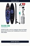 FEATH-R-LITE 11’×33″×6″ Inflatable Stand Up Paddle Board with Premium SUP Just Dropped to $159.99 (36% Off)