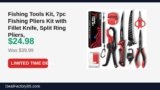 Fishing Tools Kit, 7pc Fishing Pliers Kit with Fillet Knife, Split Ring Pliers Just Dropped to $24.98 (38% Off)