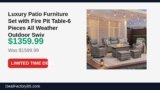 Luxury Patio Furniture Set with Fire Pit Table-6 Pieces All Weather Outdoor Just Dropped to $1359.99 (15% Off)
