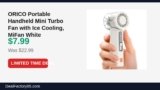 ORICO Portable Handheld Mini Turbo Fan with Ice Cooling, MiFan White Just Dropped to $7.99 (65% Off)