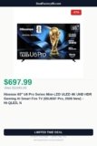 Hisense 65″ U6 Pro Series Mini‑LED ULED 4K UHD HDR Gaming AI Smart Fire TV Just Dropped to $697.99 (37% Off)