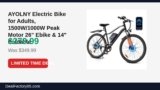 AYOLNY Electric Bike for Adults, 1500W/1000W Peak Motor 26″ Ebike & 14″ Just Dropped to $279.99 (20% Off)