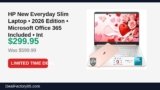 HP New Everyday Slim Laptop • 2026 Edition • Microsoft Office 365 Included • Just Dropped to $299.95 (50% Off)