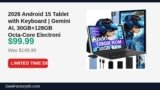 2026 Android 15 Tablet with Keyboard | Gemini AI, 30GB+128GB Octa-Core Just Dropped to $99.99 (33% Off)